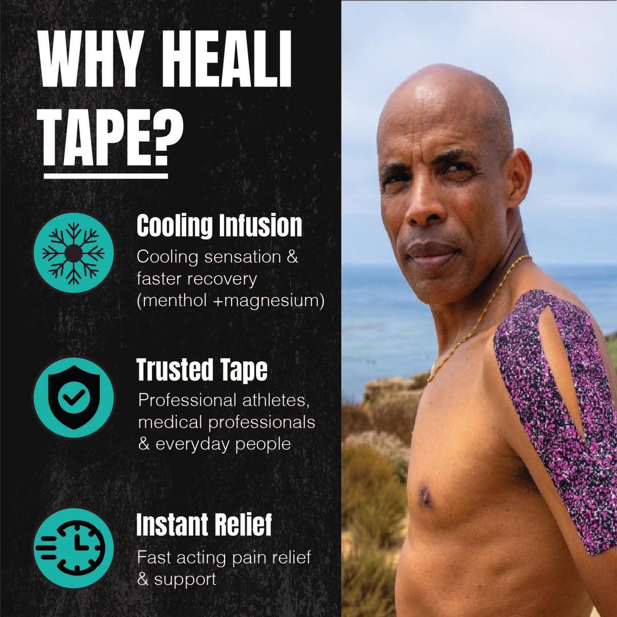 Heali Kinesiology Tape with Magnesium and Menthol, 20 Pcs Precut Strips, K Tape Roll, Knees, Physical Therapy Sports Tape for Muscle and Joint Pain Relief, Water Resistant, Pink Splatter