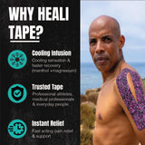 Heali Kinesiology Tape with Magnesium and Menthol, 20 Pcs Precut Strips, K Tape Roll, Knees, Physical Therapy Sports Tape for Muscle and Joint Pain Relief, Water Resistant, Pink Splatter