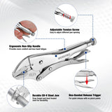 WORKPRO 5-Piece Locking Pliers Set, Pliers Tool Set, Vice Grips with Chrome-vanadium Steel, 5/7/10 inch Curved Jaw Pliers, 6.5/9 inch Long Nose Pliers