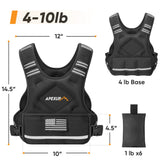 APEXUP Adjustable Weighted Vest, 4-10lb/12-18lb/20-32lb Vest with 6 Ironsand Weights and Large Pocket, Weight Vest for Men Women Strength Training, Running, Walking (4-10lb, Black)