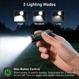 Blukar 2 Pack Rechargeable EDC Flashlight, 360L Mini Keychain Flash Light with 3 Lighting Modes, Memory Function, Waterproof, Compact and Portable Pocket Light for Everyday Carry, Emergency, Camping