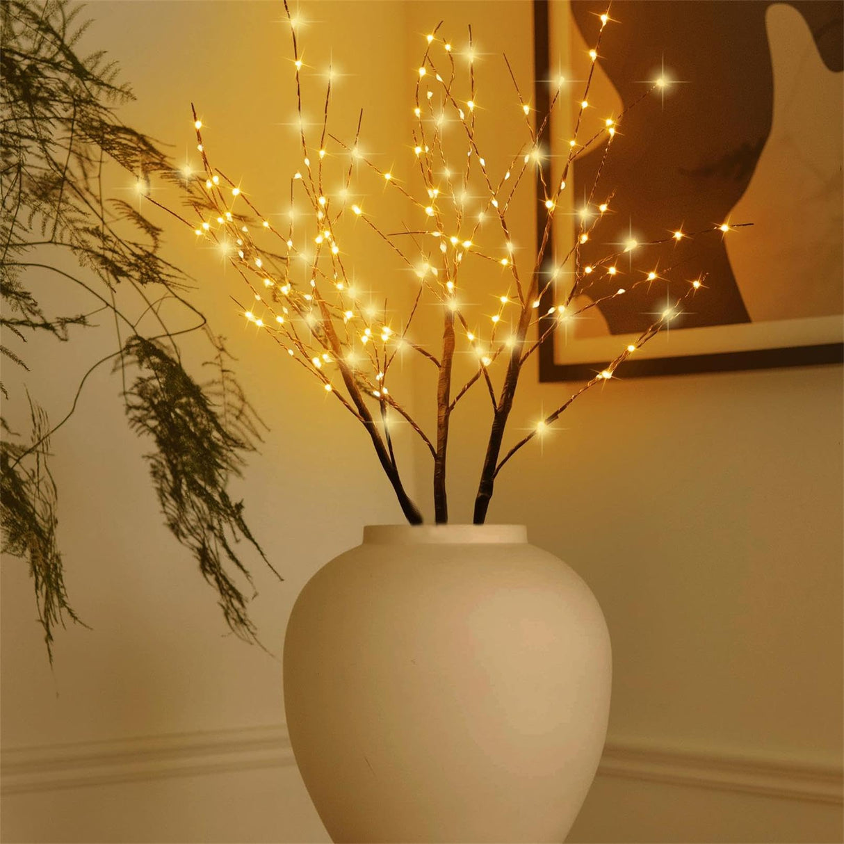 2 Pack Lighted Prelit Twig Tree Branches Lights with Timer, Battery Operated, Christmas Holiday Decorative Sticks Vase Filler for Home Decoration (31inch)