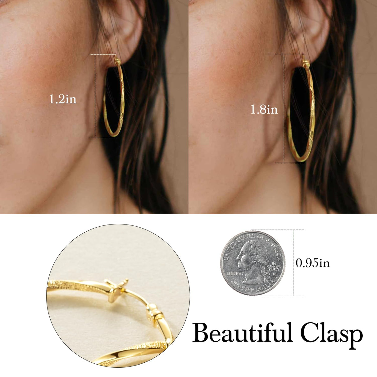 Verniflloga 14K Gold Hoop Earring for Women Gold Earrings Hoops 45.1MM