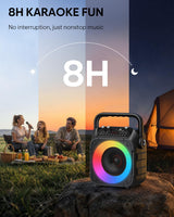 CYY Karaoke Machine, Portable Bluetooth Speaker with 2 Wireless Microphones