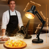 Portable Food Heat Lamp - [Foldable Design] [3S Quickly Heating] Food Warmer Light, Commercial Heat Lamp for Food, Catering Warming Lamp for Parties, Buffet, Pizza, Chicken, Chocolate (Black)