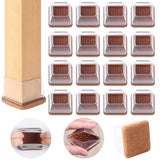 Ezprotekt 24 Pcs Clear Square Chair Leg Floor Protectors with Felt, Silicone Felt Furniture Pads for Hardwood Floor, Dining Table Leg Caps Covers No Scratches and Noise (L Fit: 1.1" - 1.34")
