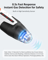 LifeBasis Rechargeable Natural Gas Detector with TFT Display, Gas Leak Detector 0.5s Fast Response, 0-9999PPM Range Built-in Light for Combustible Gas/LPG/Methane/Propane, Gas Sniffer for Car, Vehicle