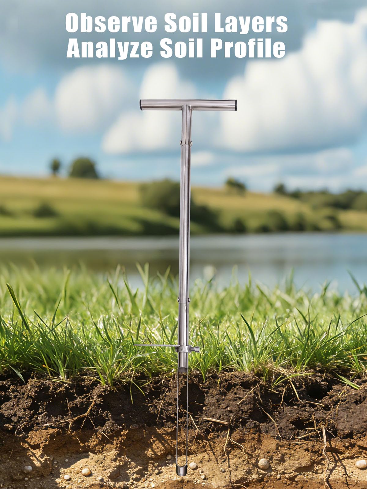 Soil Probe 36 Inches, Soil Sample Probe Stainless Steel, Soil Sampler Probes Rod for Soil Sampling, Soil Test Kit for Gardening