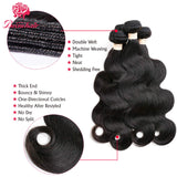 Beauhair Brazilian Body Wave Virgin Human Hair Bundles with Lace Closure(14 16 18 with14 Closure) Human Hair Unprocessed Body Wave Hair Bundles with Closure 4X4 Lace Free Part Natural Black Hair