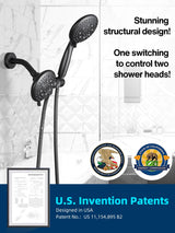 Cobbe 48-Setting 3-Way High Pressure Shower Head Combo with Handheld & Rain Shower - Black