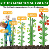 Fabulas Garden Stakes 16 Inch 30 Pack, Diy 4ft 5ft 6ft 7ft 8ft Tomato Stakes Plastic Coated Metal Plant Sticks Stakes Supports with 20 Connectors 15 Rotatable Clips for Indoor Outdoor Plants Vegetable