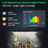 Garpsen Grow Light, 6000K Full Spectrum Plant Lights for Indoor Growing with Auto Timer 6/12/16H, 5 Dimmable Levels & 3 Color Modes, 552 LEDs Grow Lamp Panel for Seed Starting, Veg and Bloom(4Panels)