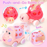 AmiDear Baby Gift for 1-2 Year Old Girl, 10-in-1 Montessori Toys Bus for Baby 6-12-18 Months+, Educational Musical Sensory Learning Toddler Toys Age 1-2, First Christmas and Birthday Gifts Pink