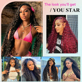 Deep Wave Lace Front Wigs Human Hair 13x4 HD Lace Front Wigs For Women Deep Wave Wig Frontal Wigs for Black Women 180 Density Curly Wave Human Hair Wig Natural Color 26 Inch