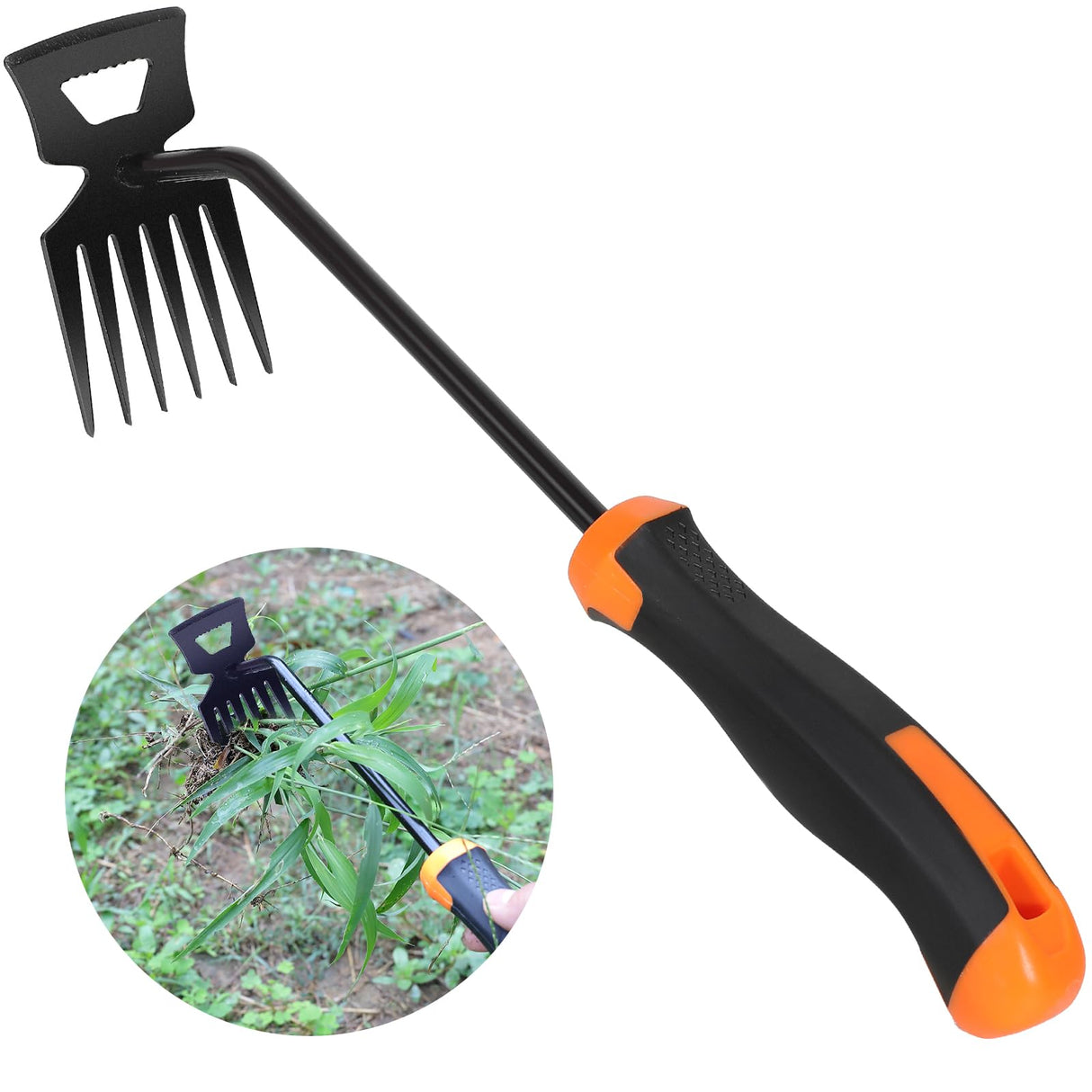 SIXCAR Weed Remover Tool,Portable Garden Weeder Tool,New Manganese Steel Weeding Tools,for Hand Weeder for Vegetable Gardening Backyard Farm Planting & Uprooting Weeding Tool (Rubber 6-Tooth)