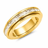 ZDZM Chunky Sparkle Gold Fidget Rings for Women Men Spinner Rings for Anxiety Relieving, Hypoallergenic 18K Gold Plated Full CZ Eternity Band Ring for Women, 6mm Wide Gold Rings Size 7