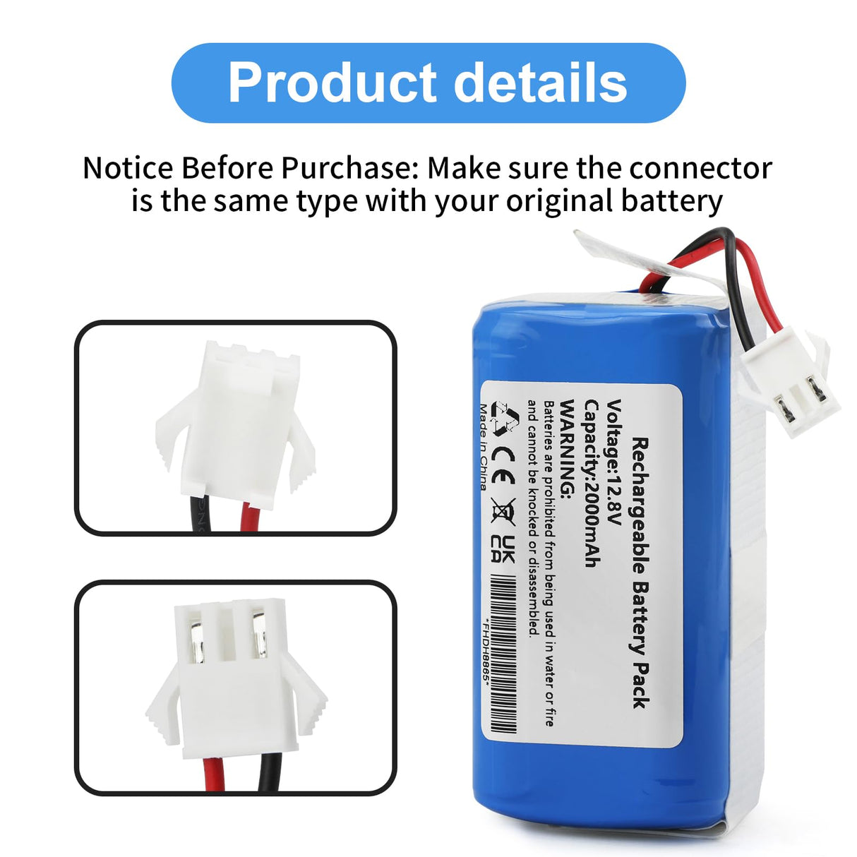 MULS 12.8V M210 Battery Replacement for Lefant M210 M210 Pro M210P M210B M213 M213S M320, OKP Life K2 Robot Vacuum Cleaner 2000mAh