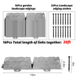 16 Pack Garden Landscape Edging Borders, Lawn Edging for Landscaping, No Dig Fencing Lawn Border, DIY Outdoor Patio Yard Balcony Landscaping, for Lawn Yard Pathway Divider 20 Ft Total