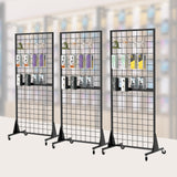 DEYEGELEA 3-Pack 2'x5.5' Ft Gridwall Panel Display Stands Heavy Duty Floor Standing Retail Display Rack with Triangle Base for Retail Art Show With 20 Hooks Christmas and Thanksgiving Outdoor Decoration Display Stand (1)