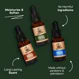 Dr. Squatch Conditioning Beard Oil & Cologne 3 Pack - Natural Men's Beard Oil Gift Pack - Nourish & Moisturize - Long Lasting Scent - Fireside Bourbon, Glacial Falls, Woodland Pine