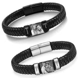 Personalized Picture Bracelet for Men Custom Engraved Bracelets with Photo Name,Custom Bracelet Gift for Boyfriend Husband Father's Day Christmas (Black)