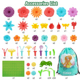 IQKidz 3-6 Years Old Toddler Toys - Flower Garden Building Toy with Insect Pegs, Educational Activity Gifts for Girls Preschool-Kindergarten, 153Pcs STEM Stacking Pretend Play Set