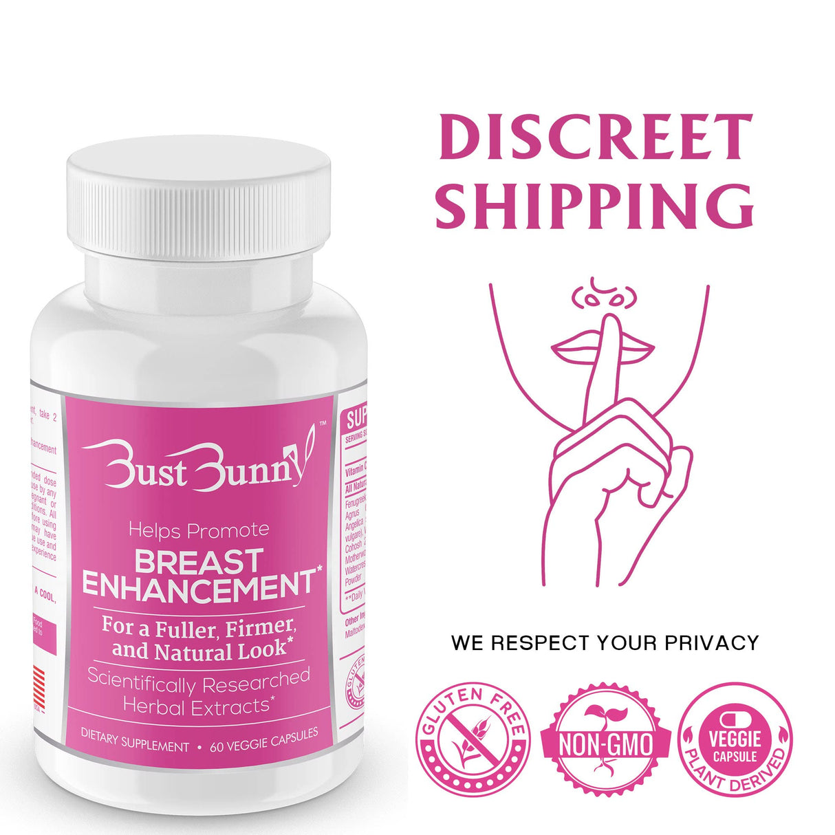 Breast Enhancement Pills - Vegan Friendly - 3 Month Supply | #1 Natural Way to a Fuller, Firmer Look by BUST BUNNY