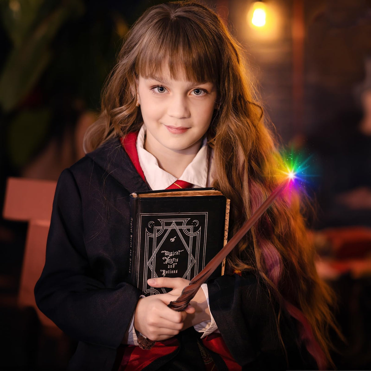 ShinySong Rechargeable Light Up Wizard Wand with Gradient Lighting,Illuminating Magic Witch Wands for Kids Christmas Cosplay Party, Root