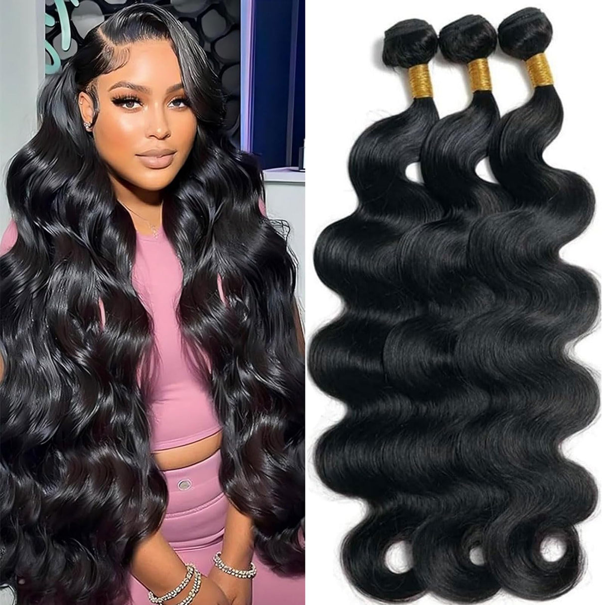 Human Hair Bundles Body Wave Bundles Human Hair 18 20 22 Inch 12A Grade 100% Unprocessed Brazilian Virgin Hair Body Wave 3 Bundles Human Hair Extensions for Black Women Natural Color