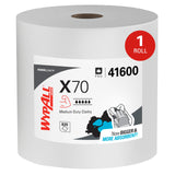 WypAll PowerClean X70 Cloths Medium Duty Wipes (41600), Jumbo, Long Lasting Towels, White (1 Roll of 870 Sheets, 870 Sheet Total)