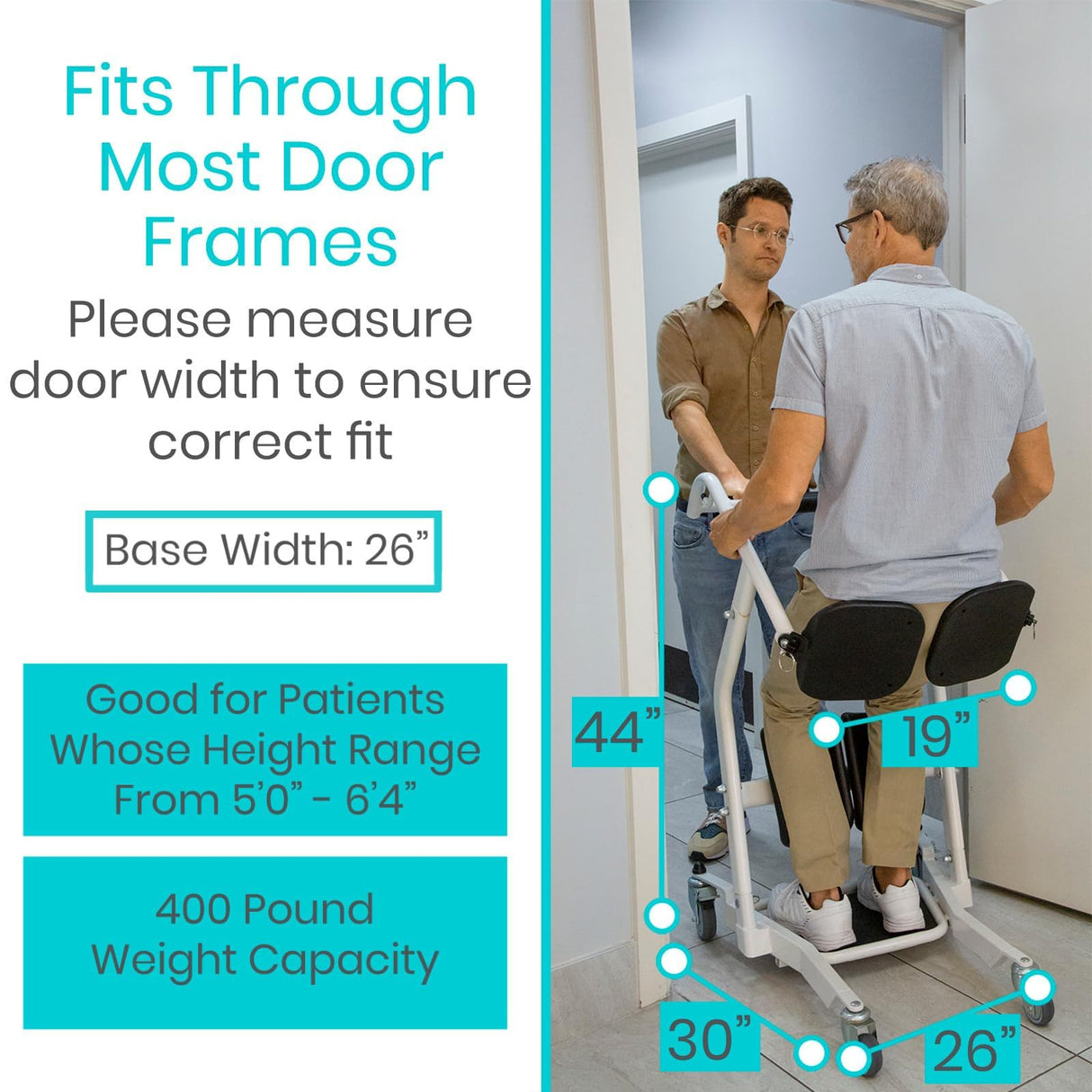 Vive Mobility Sit to Stand Patient Lift for Handicapped - Stand Assist Lift Aid for Home Care Use - Elderly Lift Assist Transfer Device - Transport Chair Stand Assist for Seniors, Adults & Disabled