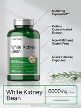 Horbäach White Kidney Bean Extract Capsules | 6000mg | 400 Count | Non-GMO & Gluten Free