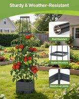 Suteck Raised Garden Bed with Trellis, 2PK Self-Watering Tomato Planter Box