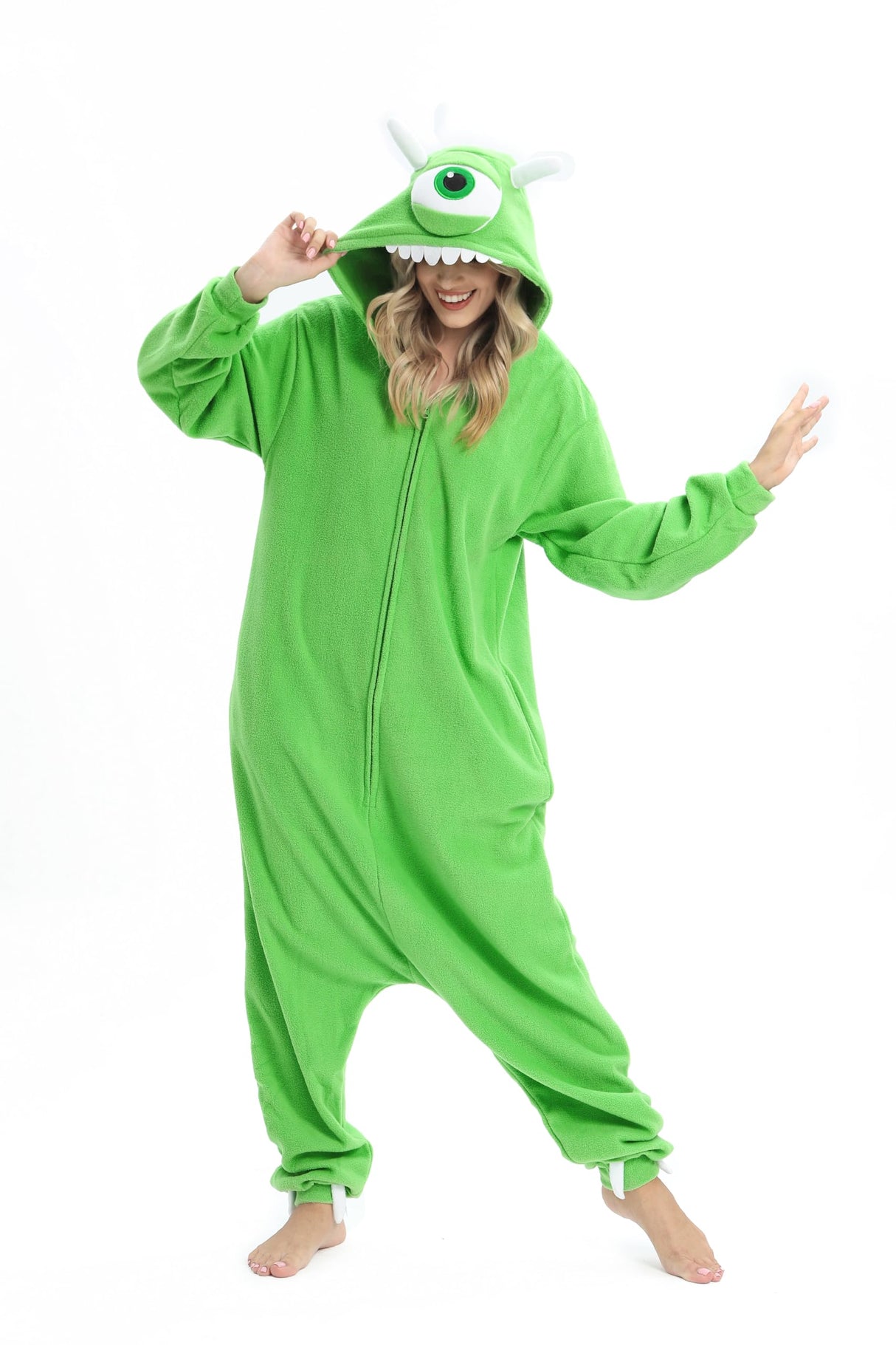 Wishliker Unisex Adult Mike Onesie Pajamas Animal Onesies Women Men Christmas Halloween Cosplay Costume Sleepwear Green