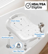 HOMLAND Shower Chair for Inside Shower, FSA/HSA Eligible, Adjustable Shower Stool with Strong Non-Slip Feet, 350 lbs Shower Seat for Inside Tub, Bench Bath Chair for Elderly and Disabled, White