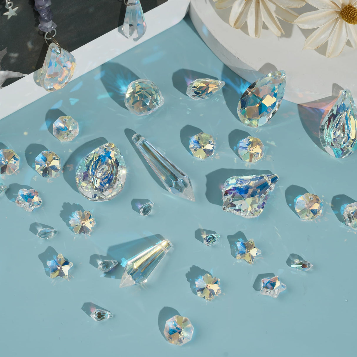 WASTROYAL 10 Sets DIY Suncatchers 420pcs Sun Catchers Making Supplies Kit Crafts for Adults Hanging Prism Sun Catcher with Crystals for Indoor Window Home Wedding Garden Spring Decor (Hummingbird)