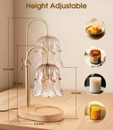 Candle Warmer Lamp Adjustable Timer - Electric Flower Glass Candles Light