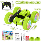FDCTR Remote Control Car, Stunt RC Cars, 2.4GHz Double Sided 360° Flips RC Crawler, Outdoor Toys for Kids Ages 4-8, Upgraded USB-C Modular Battery, 5 6 7 8 9 10 +Year Old Boys Birthday Gifts Green
