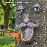jinhuoba Tree Face Decors Wild Bird Feeders, Whimsical Big Eyes Old Man Face for Tree Hugger Yard Art Outdoor Garden Sculptures