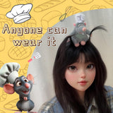 JEGERMIG Women's Christmas Funny Mouse Headband Cartoon Animal Ratatouille Plush Hairpin Headwear Accessories