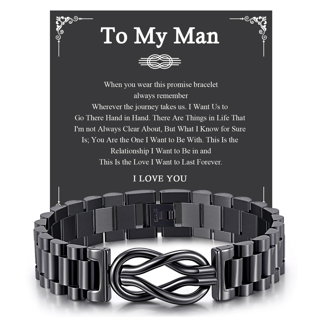 VNOX Gift for Him Knot Bracelet - Stainless Steel Infinity Bracelets Gift for Boyfriend from Girlfriend Mens Valentines Day Birthday Christmas Jewelry Gifts Ideas for Husband,Adjustable