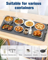 Food Warming Mat Extra Large, Rapid Heating Electric Warming Tray with 9 Temp Setting and 6 Hours Timer,Foldable Warming Trays for Food, Portable Food Warmers for Parties Buffet, Gray