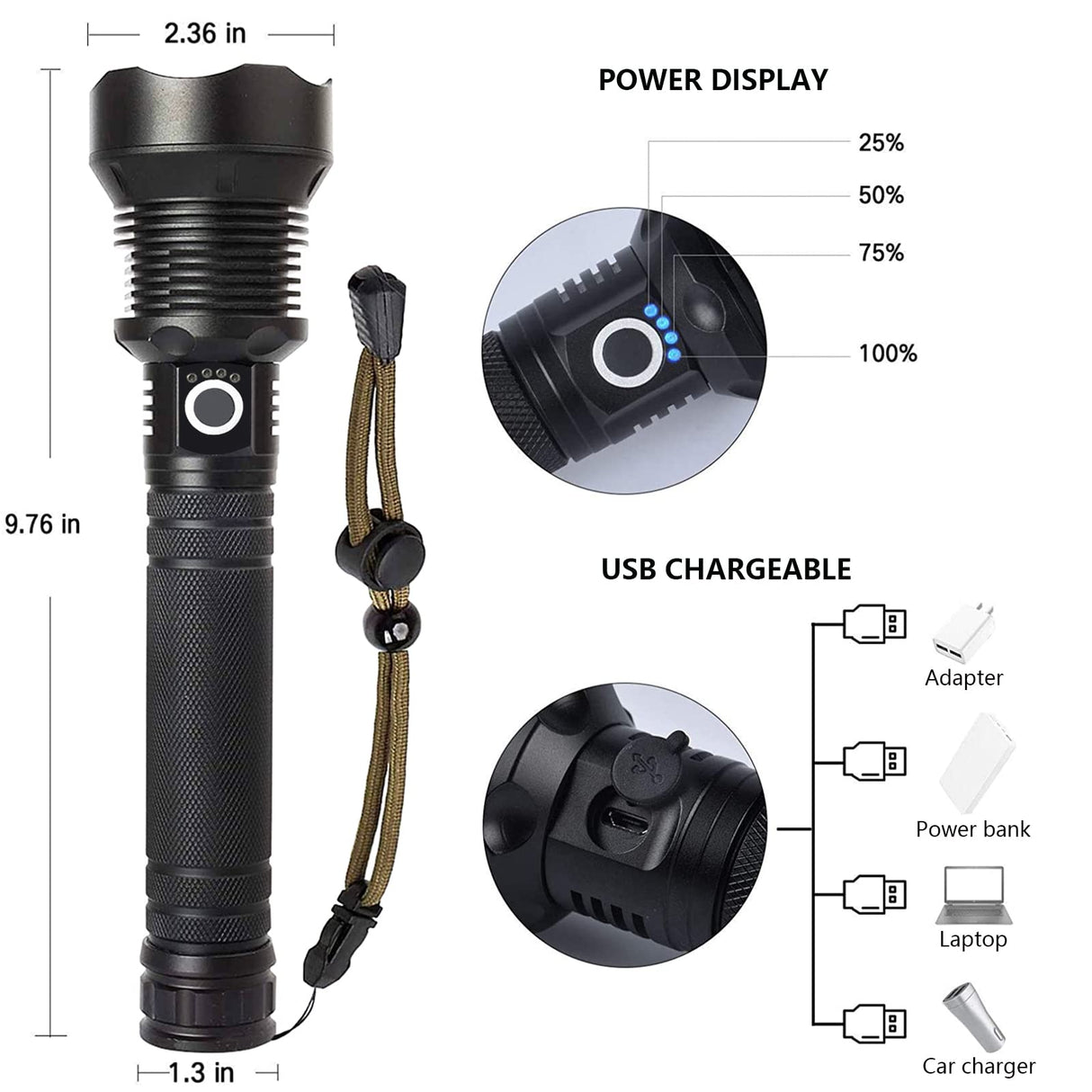 Lylting Rechargeable LED Flashlights High Lumens, 99,000 Lumens Super Bright Flashlight with 5 Modes & Waterproof, Powerful Handheld Flashlight for Camping Emergencies