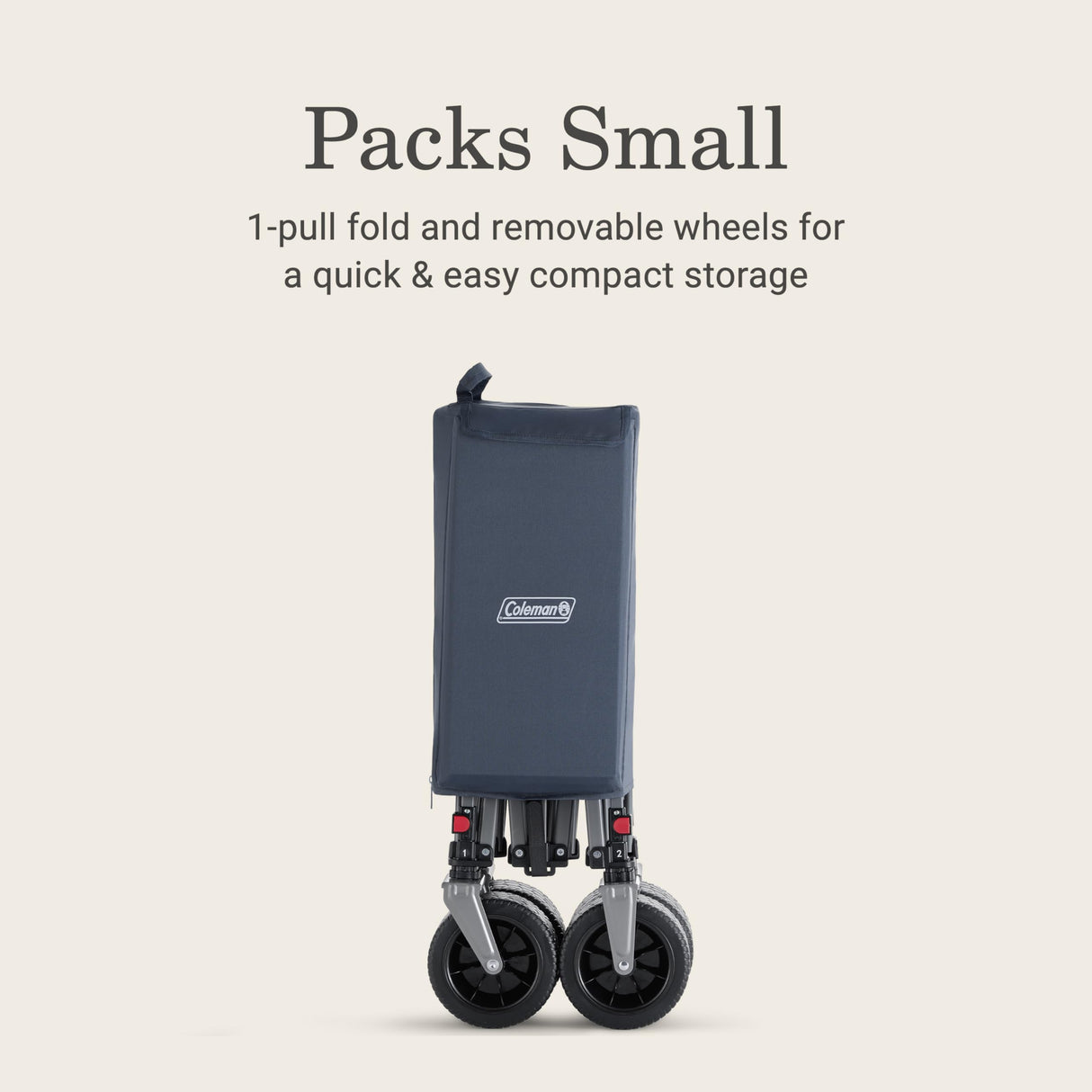 Coleman XL Collapsible Wagon, Heavy‑Duty 400 lb Capacity, Large 50+ Gallon Utility Cart with All‑Terrain Wide‑Base Wheels, One‑Pull Folding Design, Removable Wheels & Ergonomic Handle – Blue