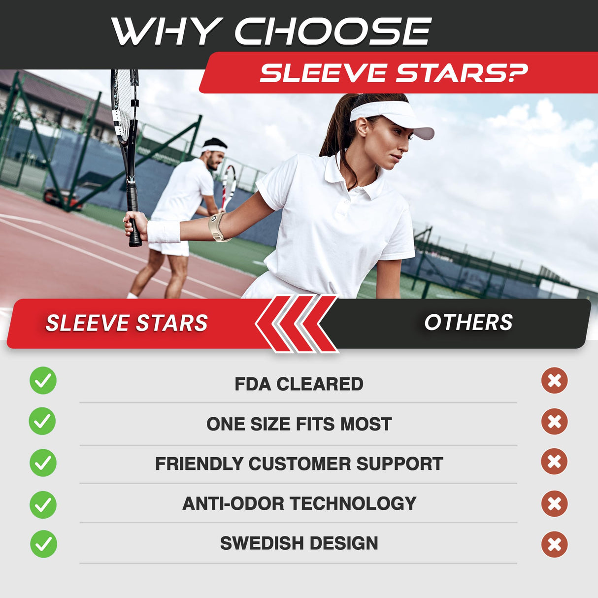 Sleeve Stars Tennis Elbow Brace for Women - Adjustable Tennis Elbow Strap, Golfers Elbow Brace for Men, Counterforce Brace for Tennis Elbow for Tendonitis Relief, Fits 9"-23" (Single/Beige)