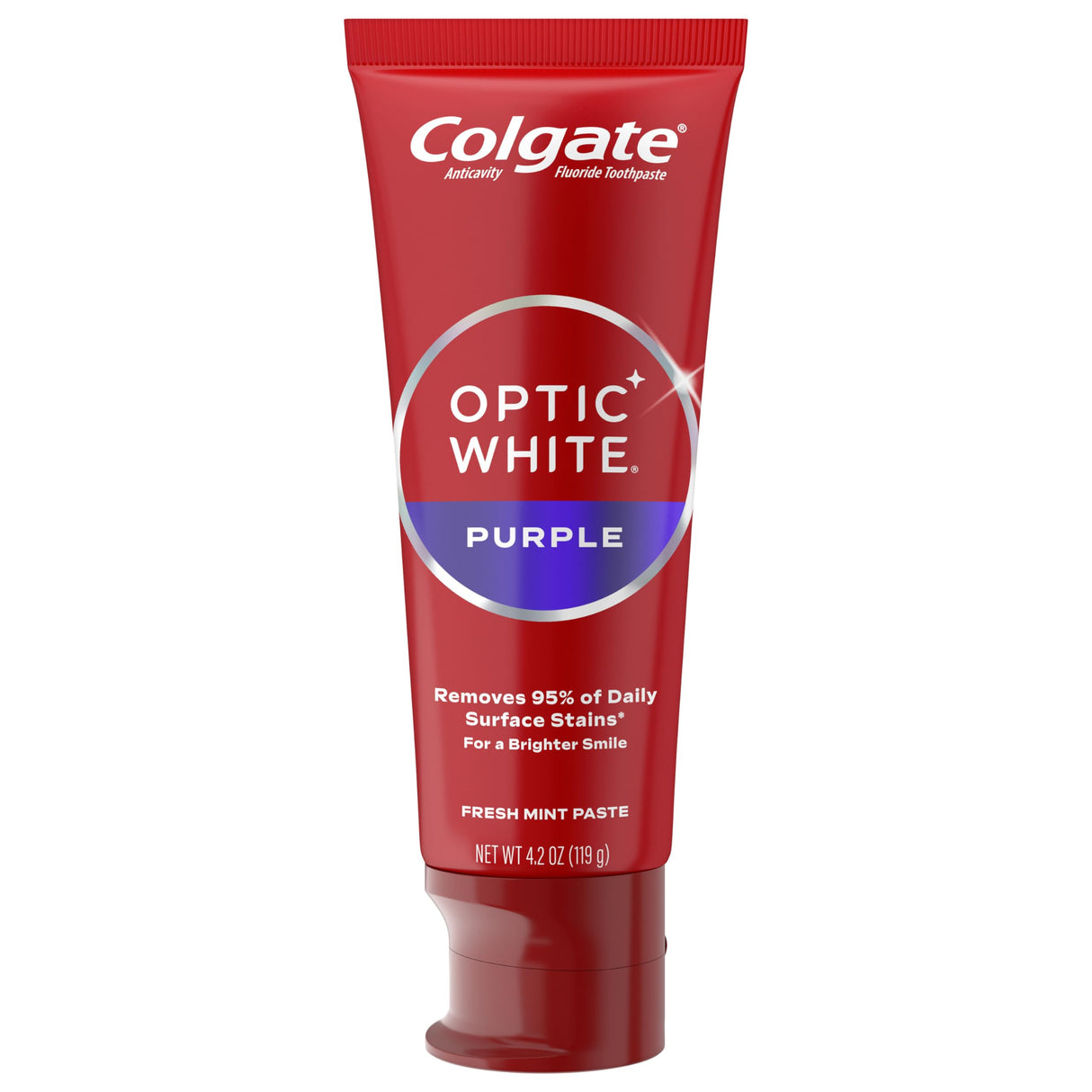 Colgate Optic White Purple Toothpaste for Whitening, Enamel-Safe Mint, 3 Pack, 4.2 oz