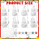 PullCrease 8 Pcs Christmas Ceramics Gnome to Paint Ready to Painting Your Own Gnome Statues DIY Unpainted Ceramics Paintable Figurines Kit Crafts with Brush Palette for Boys Girls