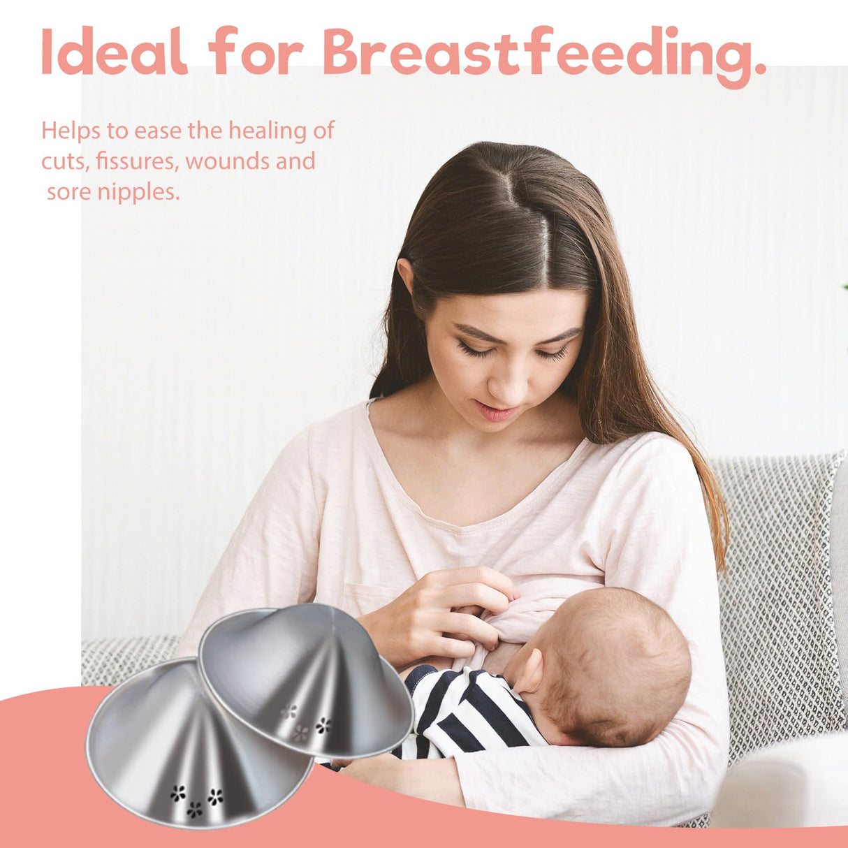 luxury little 999 Silver Nursing Cups for Breastfeeding Moms, Advanced Ventilation Design Nipple Shield, Comfortable Lactation Care for Postpartum Nursing Moms, Breastfeeding Essential, X-Large