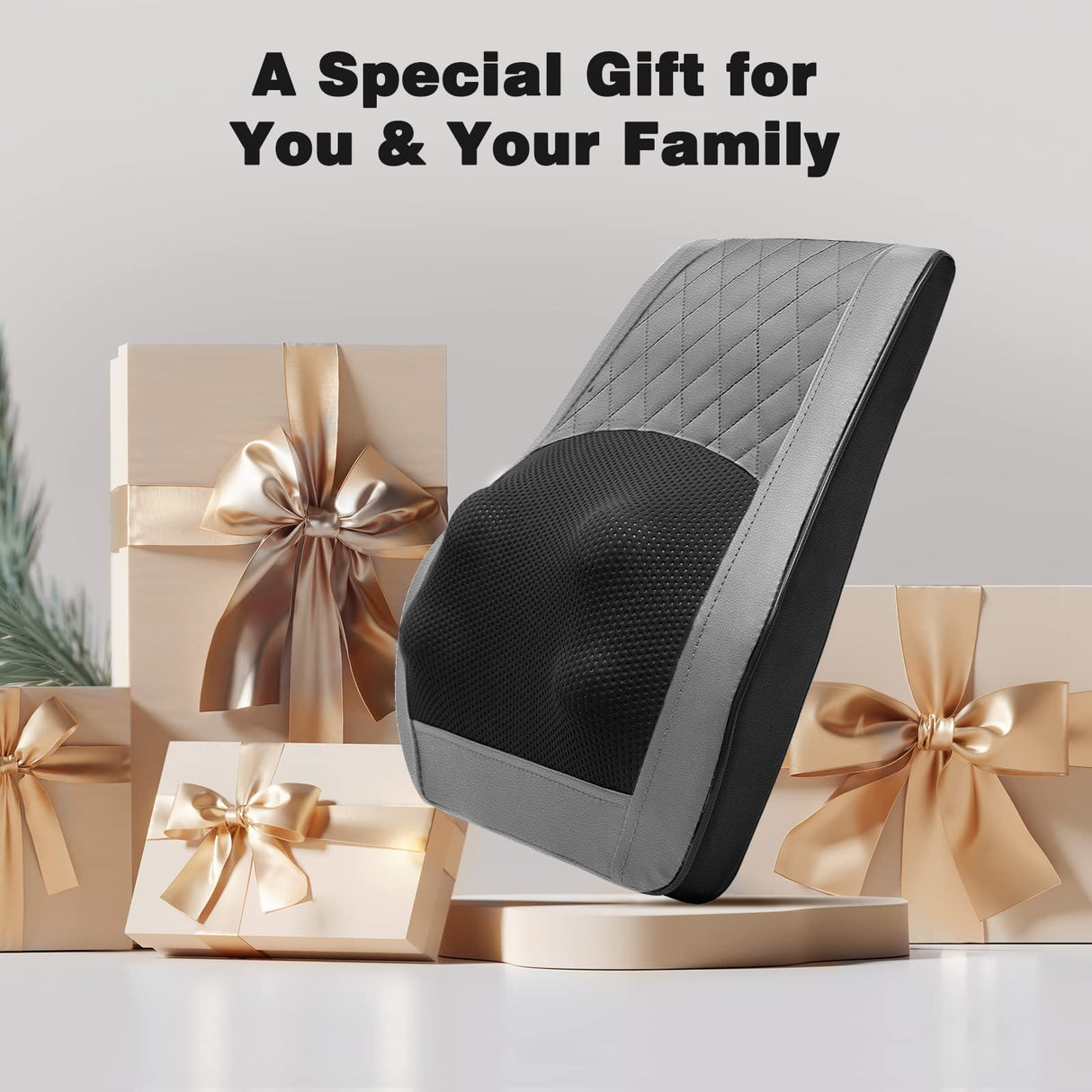 Back and Neck Massager with Heat - 3D Kneading Massage Pillow for Neck, Shoulder, Leg Pain Relief - Gifts for Men, Women, Mom, Dad - Relax at Home, Office, Car - Dark Gray