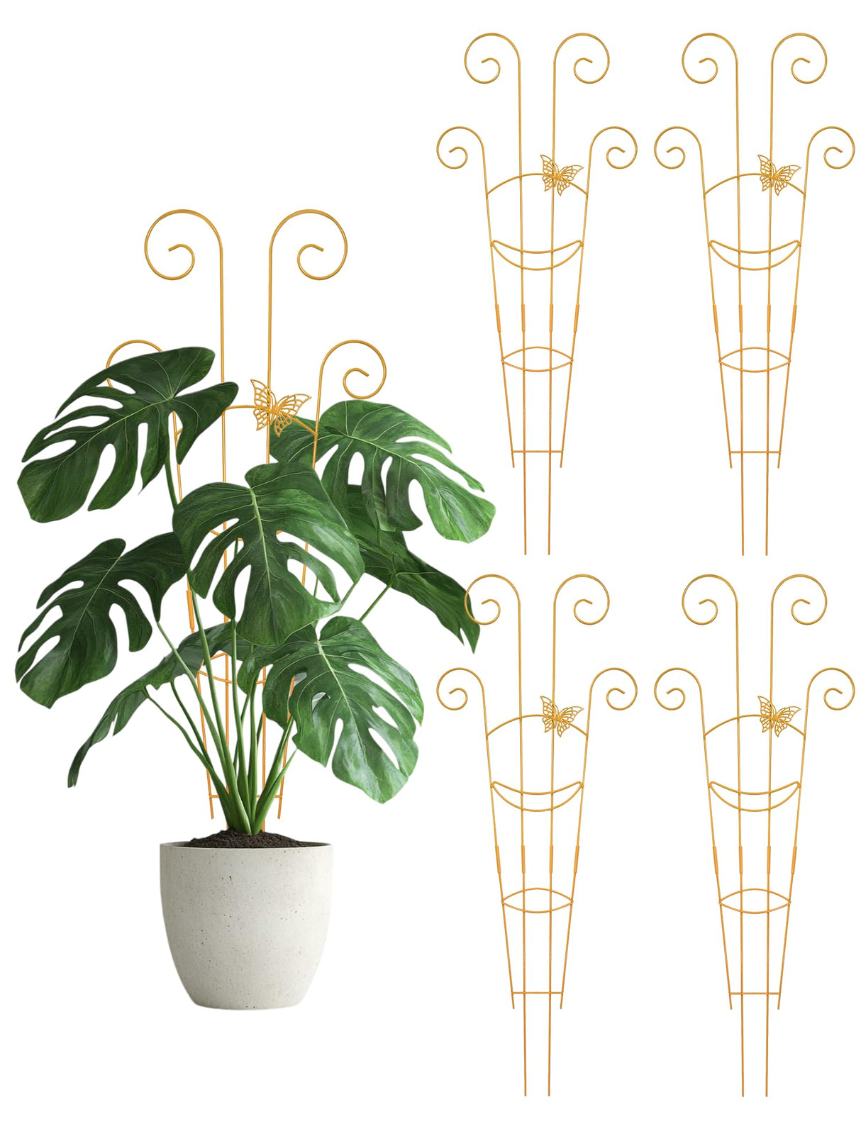 Whtawtaw 4Pcs 30" Indoor Plant Trellis for Potted Plants, Gold